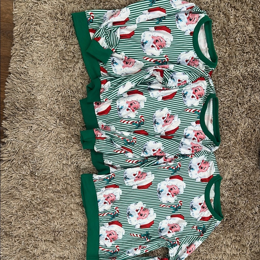 Kids Green Santa Stripe Christmas sweater